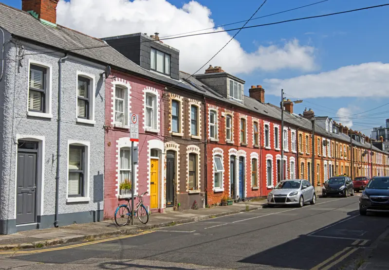 Colourful Terraced Housing Along The South East Of Dublin